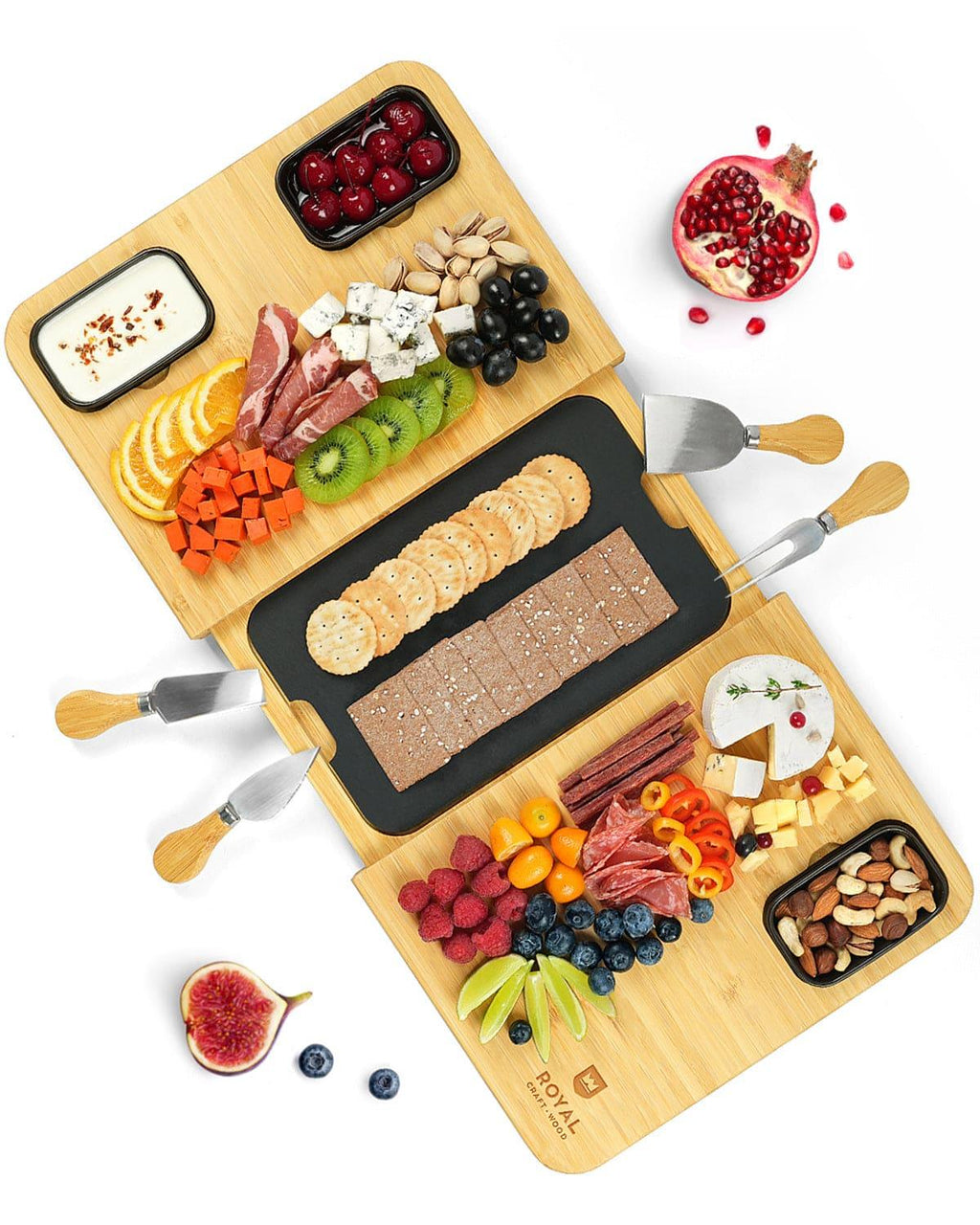 Cheese Board Set with Slate Plate Royal Craft Wood