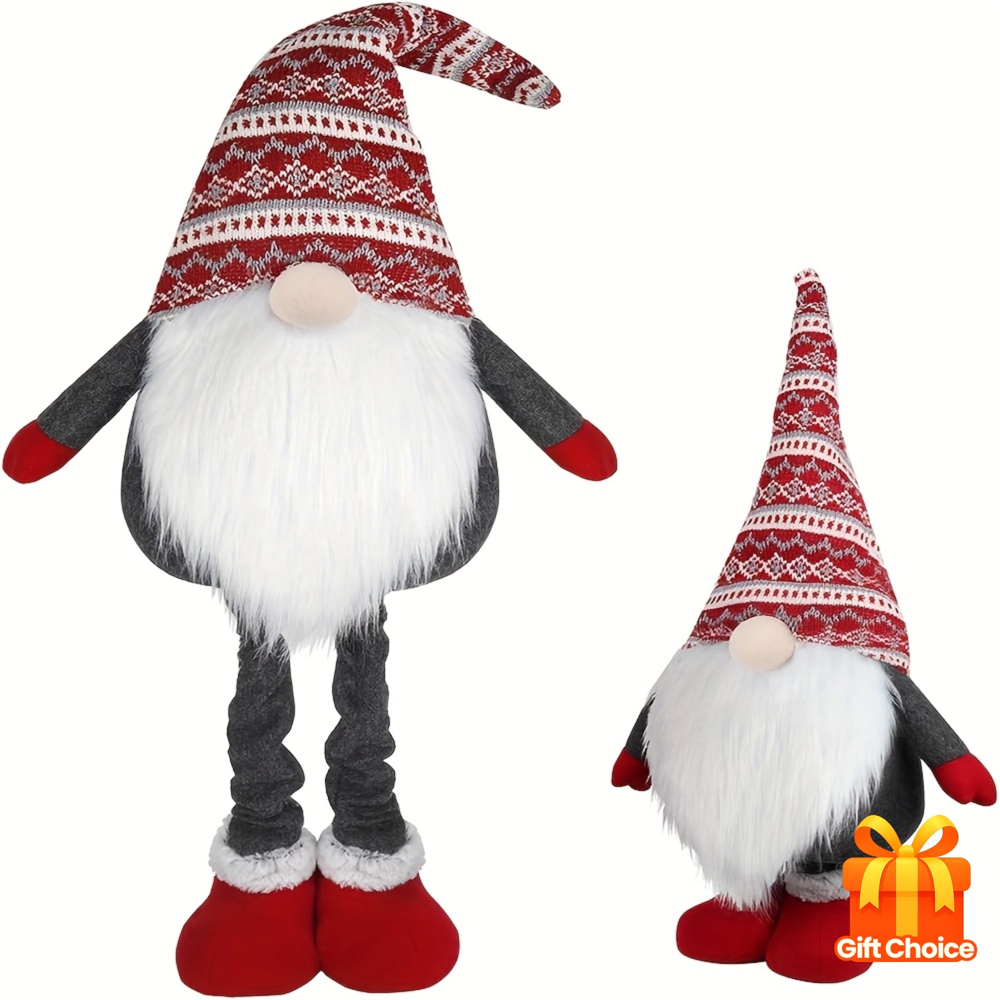 D-FantiX Extra Large 40" Standing Christmas Gnome - Scandinavian Tomte/Nisse Decoration with Retractable Spring Legs, Heavy-Duty Weighted Base, Red & Gray Nordic Colors - Indoor/Outdoor Holiday Decor for Home, Garden, or Gift House Of Avana