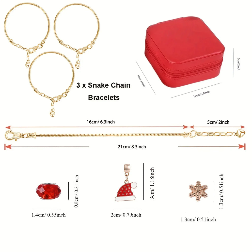 [Christmas Jewelry Kit] Christmas DIY Bracelet Making Kit | Elegant Red Green Charm Beads Jewelry Craft Gift House Of Avana
