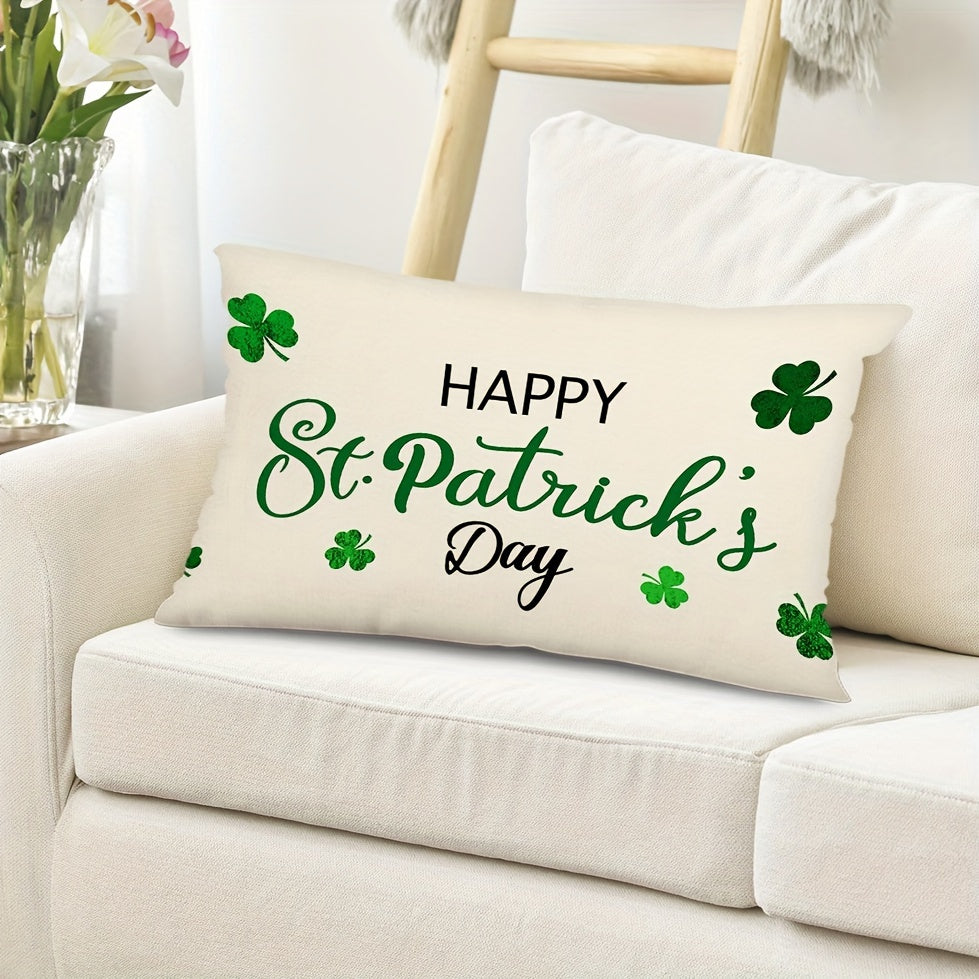 Throw Pillow - Linen Happy St Patricks Day Clover