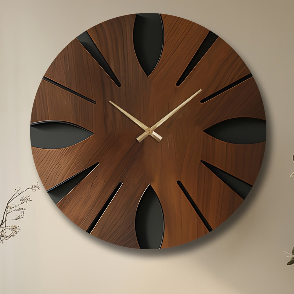 Artistic Wooden Wall Clock - Silent, Non-Ticking, Unique Irregular Shape | Decorative MDF Home Decor for Living Room, Bedroom, Office House Of Avana