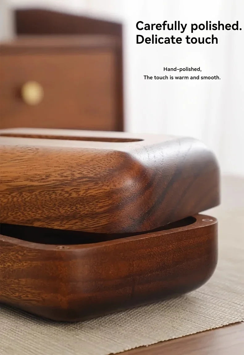 Handmade Bamboo Tissue Box Cover with Vintage Design - Solid Wood Storage Holder for Home Decor, Jewelry & Office Supplies, Decorative Storage Box, Natural Wood Finish House Of Avana