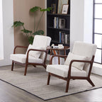 Mid-Century Modern Accent Chair, Arm Chair Living Room Chairs with Pillow Upholstered Reading Chair with Solid Wood Frame & Living Room Bedroom Balcony (beige) Streamdale Furniture