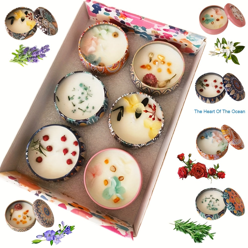 Exclusive Holiday Gift Luxury Collection Featuring Six 2.1 Oz Scented Candles Made from Soy Wax, Including a Portable Tin Candle with a Lid. Perfect for Travel, Relaxation, Yoga, And Comes in a Beautiful Gift Box, Ideal for W House Of Avana