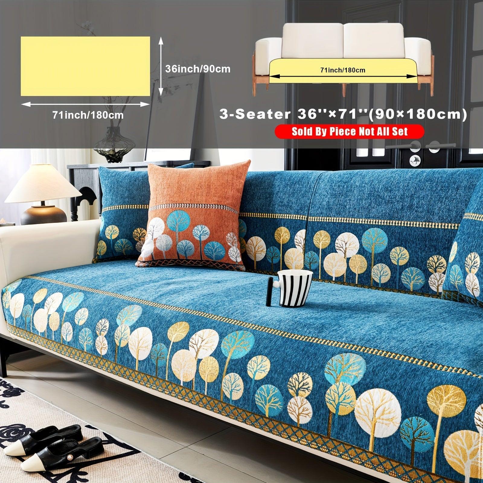 Pet Proof Couch Cover - Boho Chenille Sofa Cover with Tree Embroidery topspet