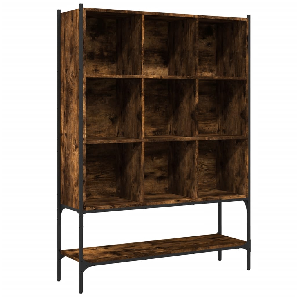 Bookcase Smoked Oak 102x30x141.5 cm Engineered Wood-for Living Room, Home Office, Dinning Room, Bookcase and Bookshelf for Living Room, Study, Office, Bedroom- Freestanding Shelving-Geometric Storage Organizer Bookcase with O House Of Avana