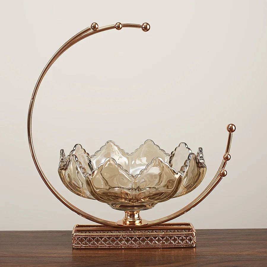Gold Decor Bowl - Lotus Design Centerpiece