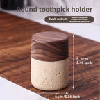 Wabi-Sabi Style Resin Toothpick and Swab Holder with Wooden Lid – Natural Look, Rustic Design, Perfect for Home Decor in Living Room, Dining Room, or Hotel – Ideal Gift for Christmas, Valentine'S Day, or Father'S Day, Too House Of Avana