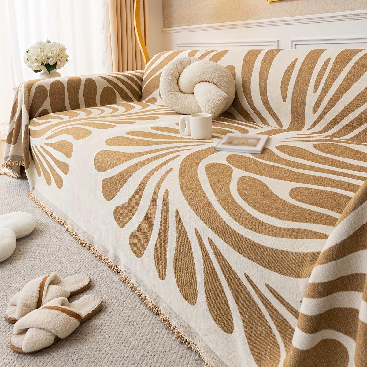 Versatile Chenille Sofa Cover - Pet-Friendly, Orange Dog Couch Cover topspet