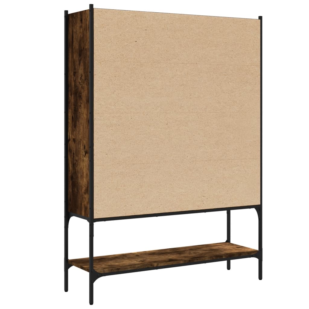 Bookcase Smoked Oak 102x30x141.5 cm Engineered Wood-for Living Room, Home Office, Dinning Room, Bookcase and Bookshelf for Living Room, Study, Office, Bedroom- Freestanding Shelving-Geometric Storage Organizer Bookcase with O House Of Avana