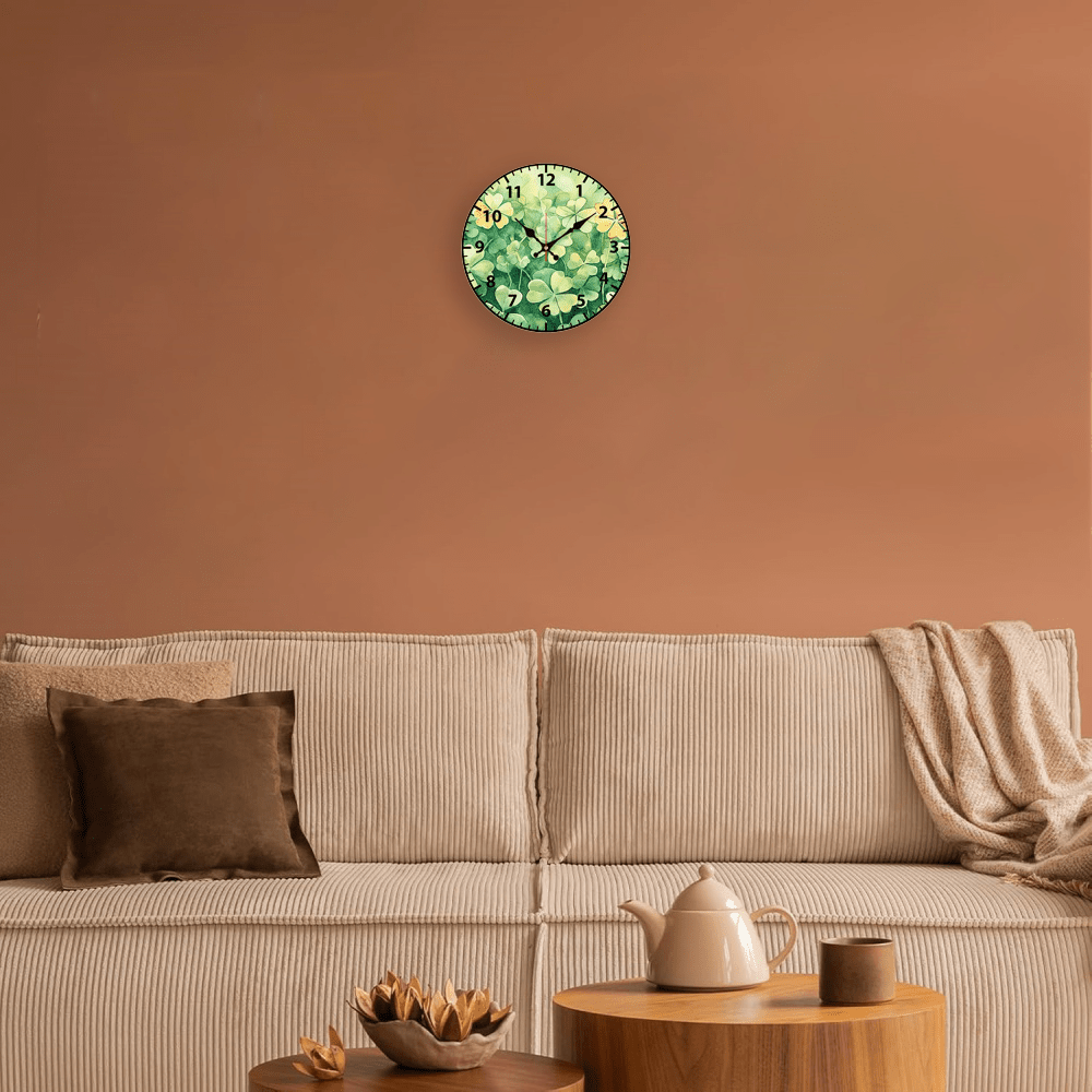 Wall Clock - Quartz Wooden Green 9.84-Inch