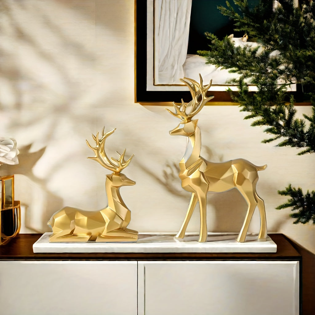 2pcs/set of reindeer, Christmas and New Year wedding small statue decoration, office desk, home decoration crafts, room decoration reindeer and TV cabinet creative reindeer accessories, perfect living room and warm decoration House Of Avana