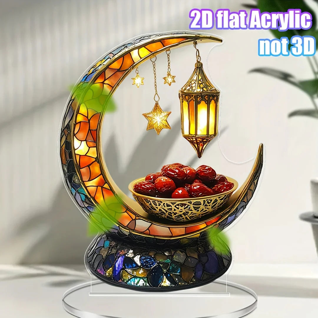 Acrylic Decor - Golden Moon with Stars 13.97cm x 18.03cm