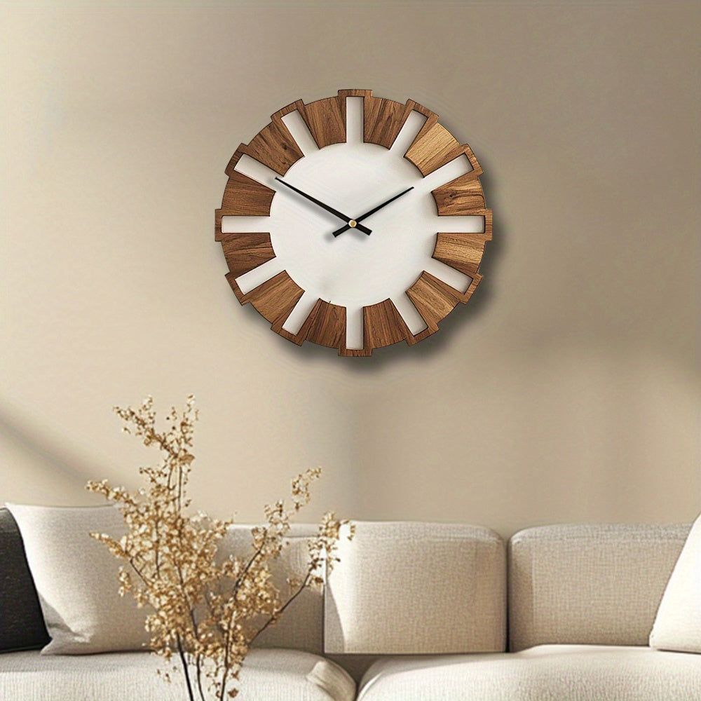 [Artistic Wooden Wall Clock] Artistic Silent Decorative Wooden Round Wall Clock | Battery Operated, Vintage Home Decor for Kitchen, Living Room, Bedroom, Office - 14, 16, 18 Inch House Of Avana