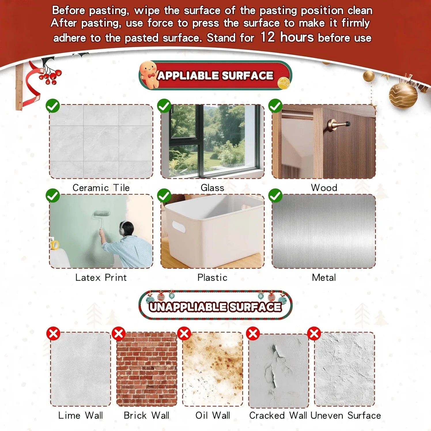 6/12/15pcs Christmas Wreath Hooks Set | Stretchable and Reusable Silicone Adhesive Hangers for Cloaks, Fireplace Stockings, and Wreath Hanging, No-Drill Invisible Installation, Strong Self-Adhesive, Durable Adhesive for Chris House Of Avana