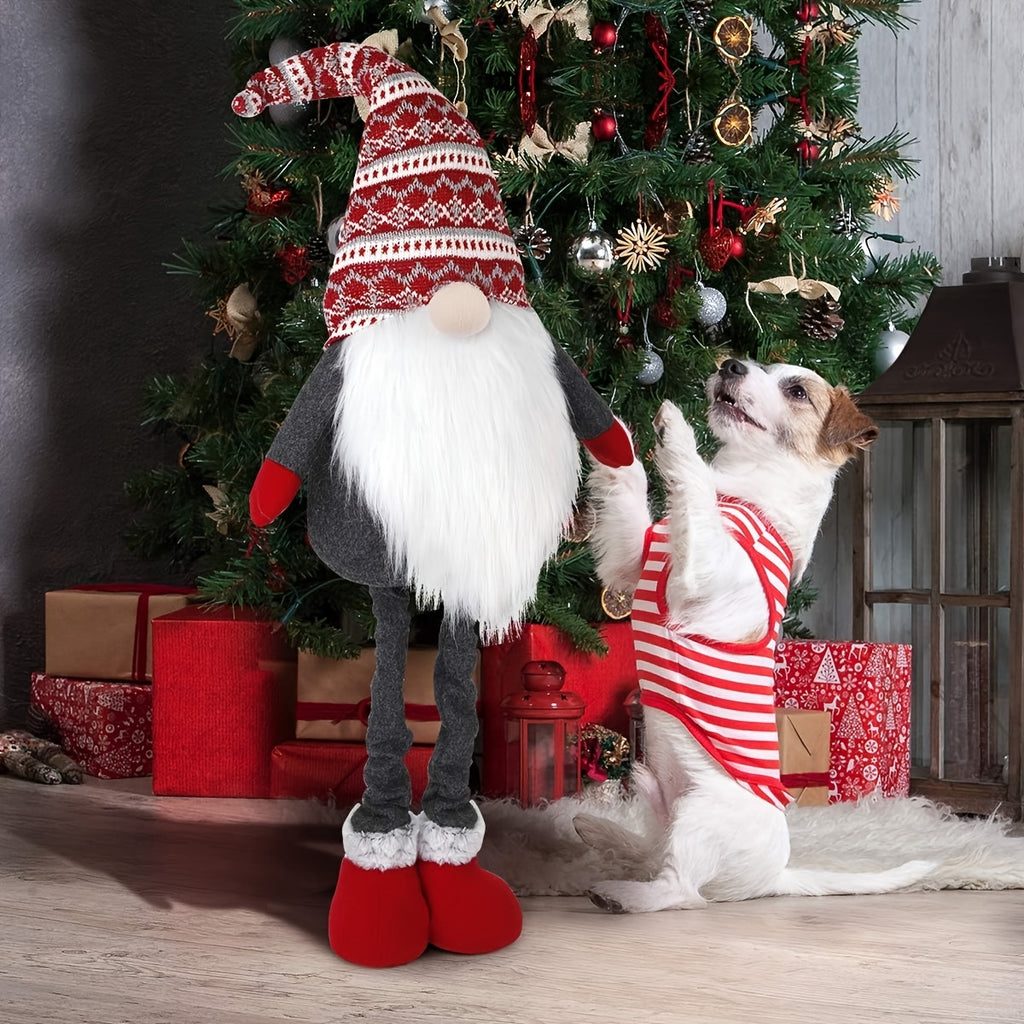 D-FantiX Extra Large 40" Standing Christmas Gnome - Scandinavian Tomte/Nisse Decoration with Retractable Spring Legs, Heavy-Duty Weighted Base, Red & Gray Nordic Colors - Indoor/Outdoor Holiday Decor for Home, Garden, or Gift House Of Avana