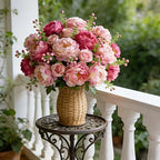 A Selection of High-rated Artificial Two-tone Peony Bouquets - Lifelike Flowers for Outdoor Decor, Home... - House Of Avana