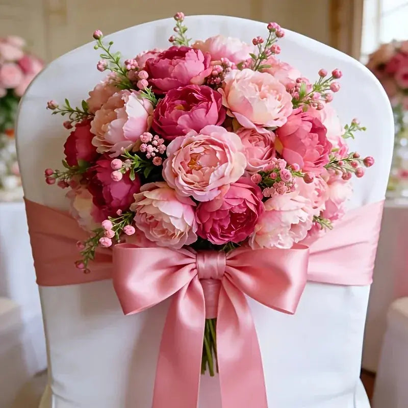 A Selection of High-rated Artificial Two-tone Peony Bouquets - Lifelike Flowers for Outdoor Decor, Home... - House Of Avana