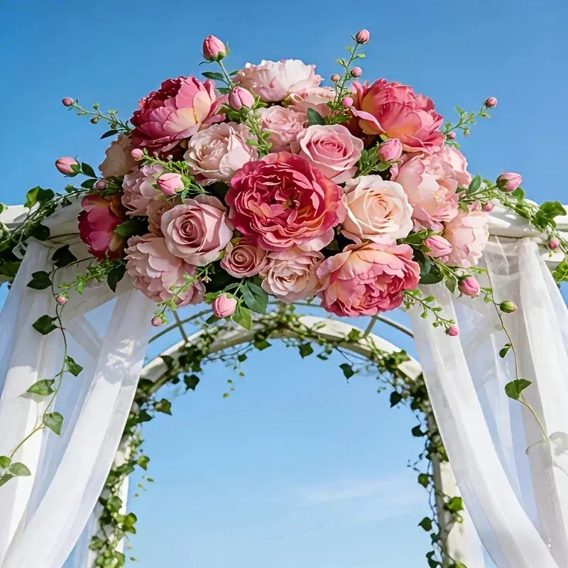 A Selection of High-rated Artificial Two-tone Peony Bouquets - Lifelike Flowers for Outdoor Decor, Home... - House Of Avana