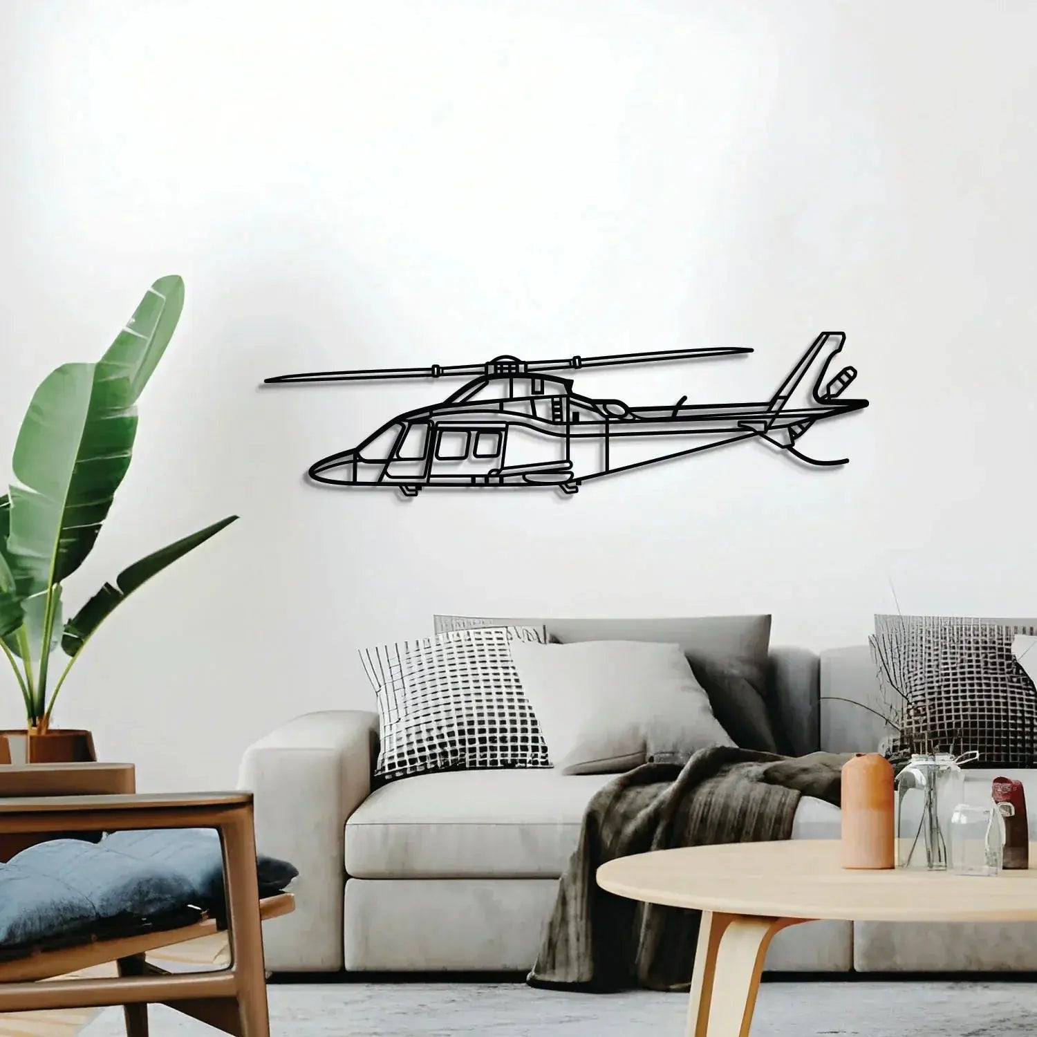 A109s Metal Aircraft Wall Art - Ncp0511, back view - House Of Avana