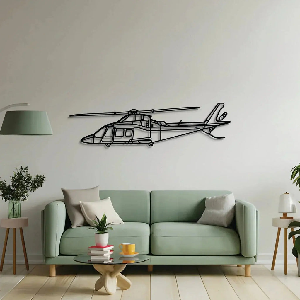A109s Metal Aircraft Wall Art - Ncp0511, side view - House Of Avana