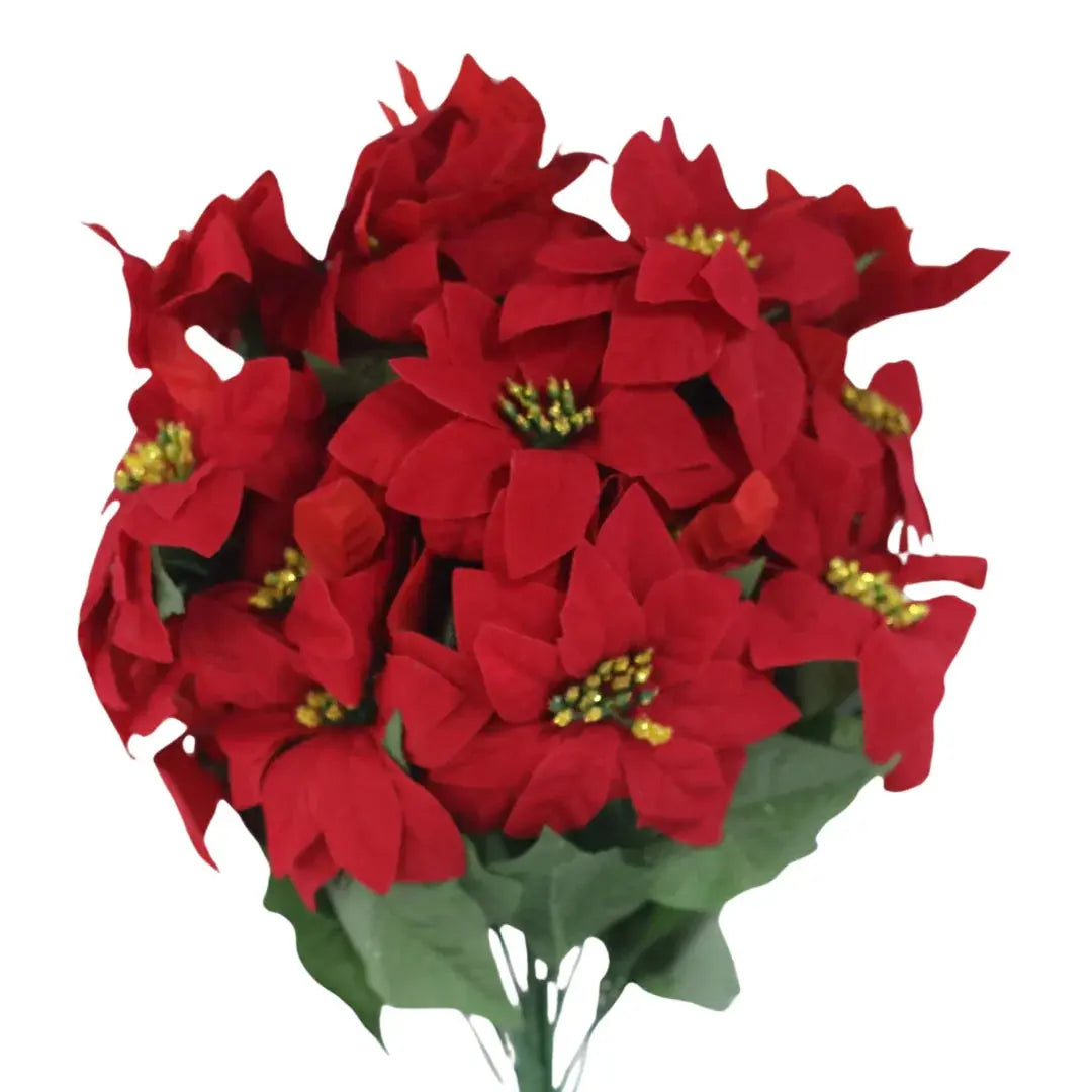 Af4922 24" Poinsettia Pine Cone X 24, back view - House Of Avana