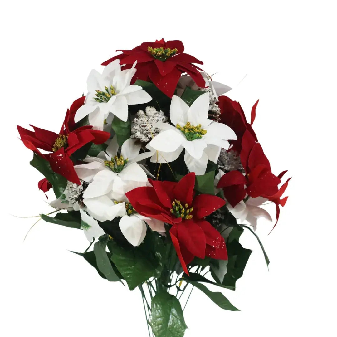 Af4922 24" Poinsettia Pine Cone X 24, front view - House Of Avana