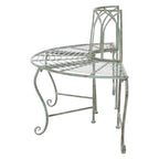 Half-Circle Outdoor Patio Garden Wrought Iron Tree Bench in Antique Green