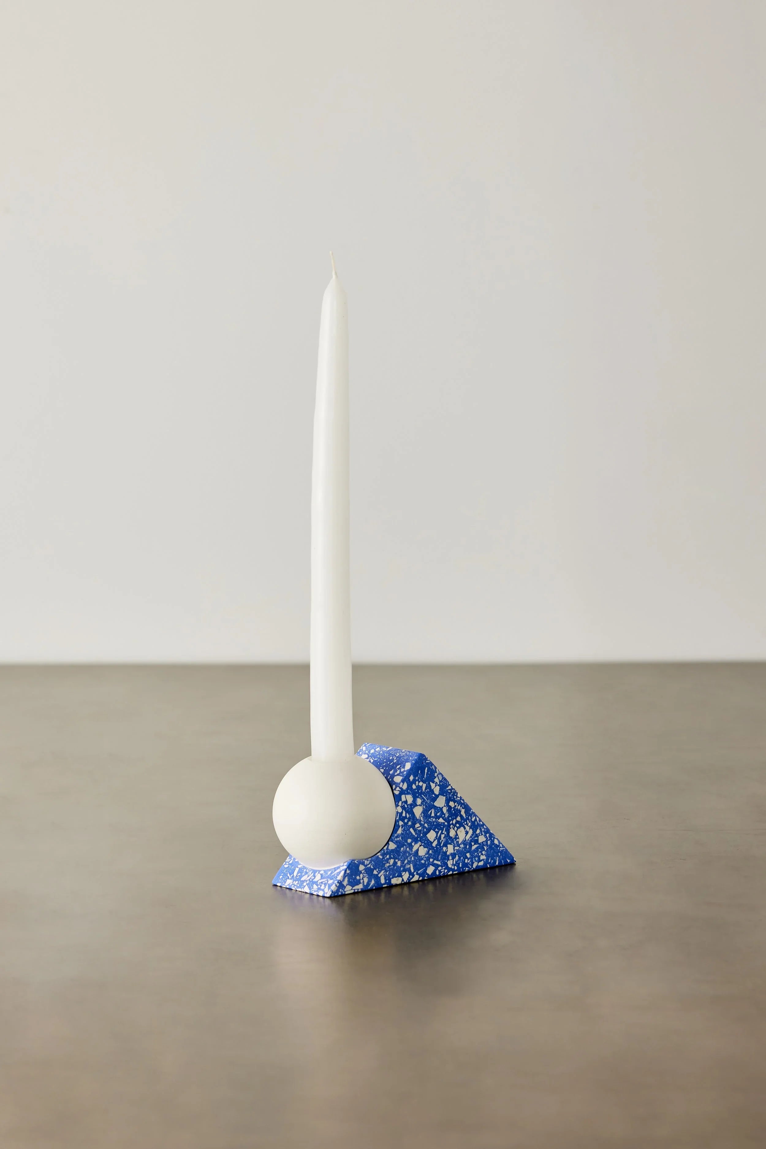 Equilibrium Cobalt Blue Terrazzo Taper Candle Holder Kanju Interiors