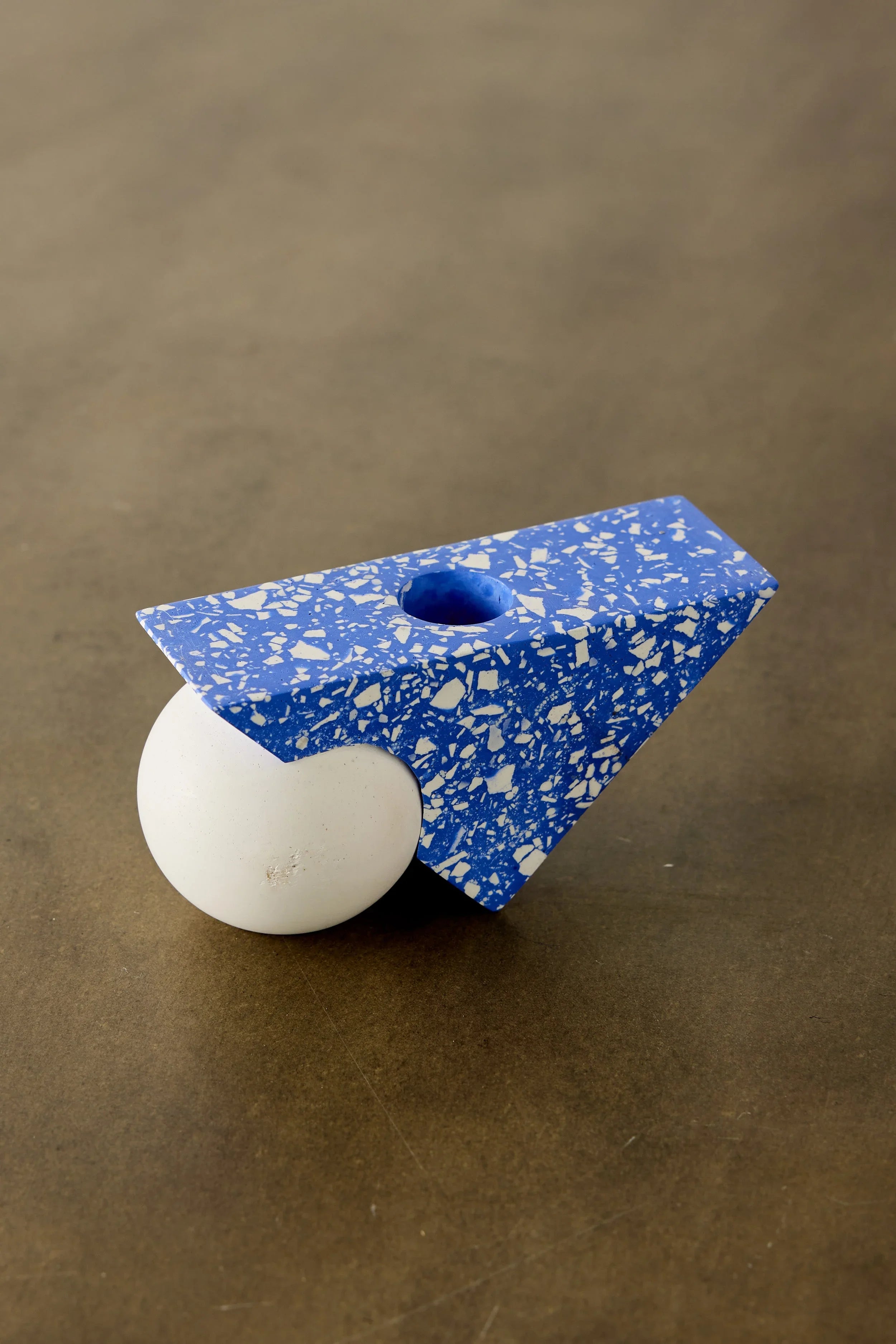Equilibrium Cobalt Blue Terrazzo Taper Candle Holder Kanju Interiors
