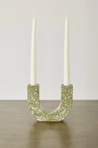U-shaped Olive Terrazzo Taper Candle Holder Kanju Interiors