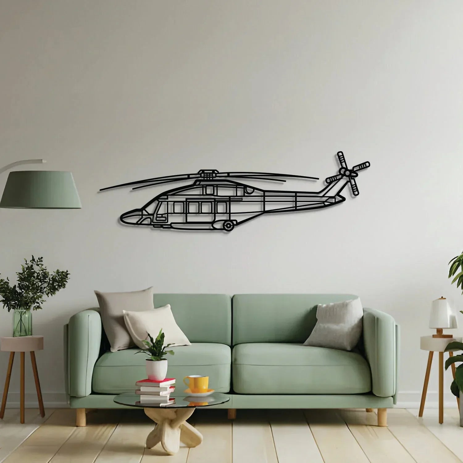 Aw189 Metal Aircraft Wall Art - Ncp0520, side view - House Of Avana