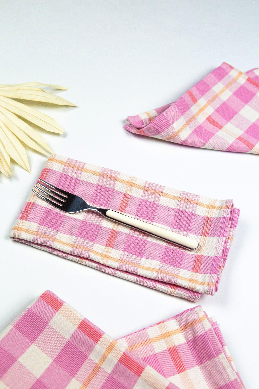 Abigail Plaid Dinner Napkin in Bubblegum Archive New York
