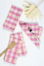 Abigail Plaid Dinner Napkin in Bubblegum Archive New York