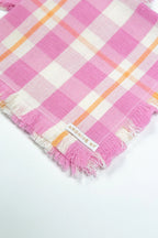 Backordered: Abigail Plaid Party Napkin in Bubblegum and Peach Archive New York