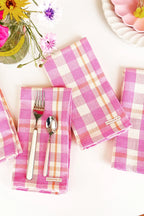 Abigail Plaid Dinner Napkin in Bubblegum Archive New York
