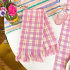 Abigail Plaid Kitchen Towel in Bubblegum and Peach Archive New York