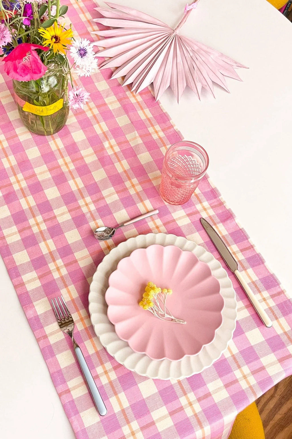 Abigail Plaid Runner in Bubblegum and Peach Archive New York