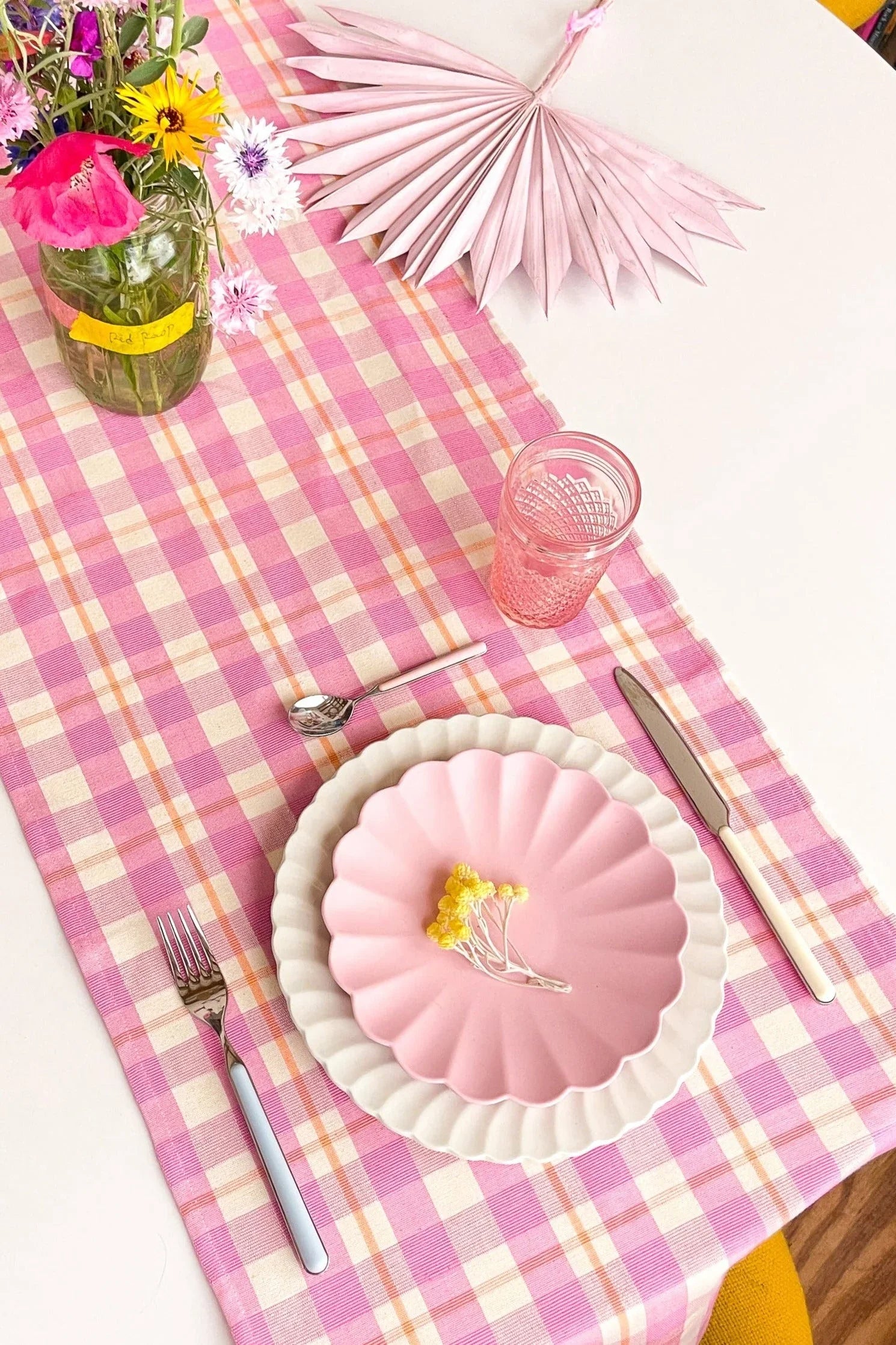 Abigail Plaid Runner in Bubblegum and Peach Archive New York