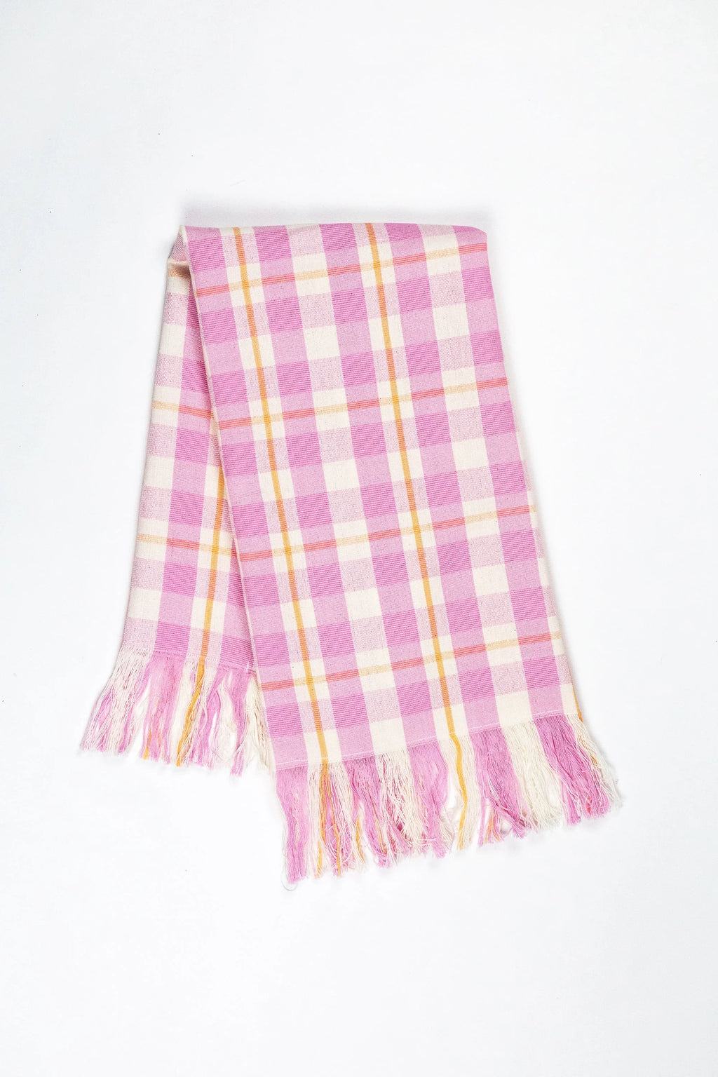 Abigail Plaid Kitchen Towel in Bubblegum and Peach Archive New York