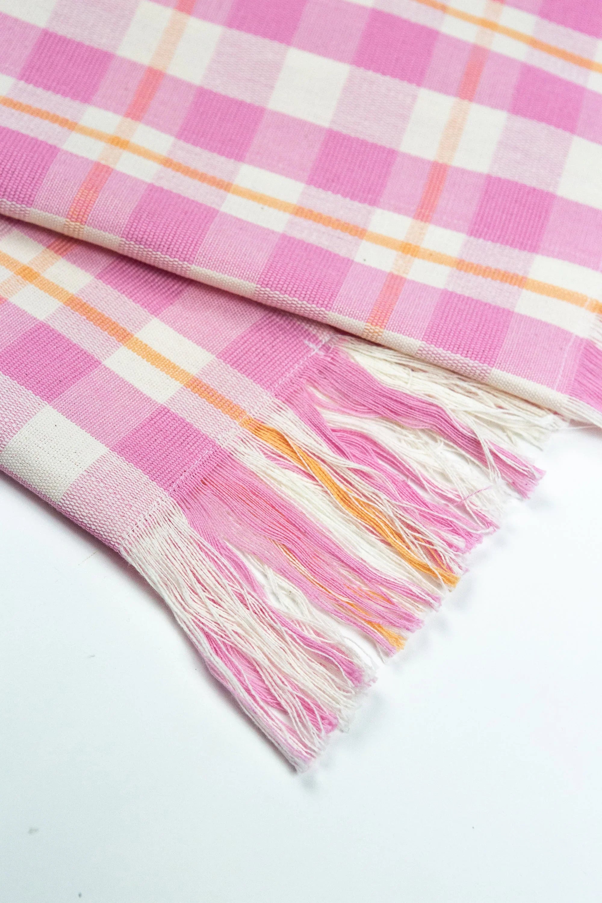 Abigail Plaid Kitchen Towel in Bubblegum and Peach Archive New York