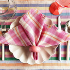 Backordered: Abigail Plaid Party Napkin in Bubblegum and Peach Archive New York