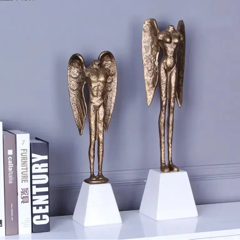 Headless Angel Abstract Figures Sculpture Ornaments Desk Decoration Cast Iron Angel Character Statue Crafts Modern Home Decor - House Of Avana