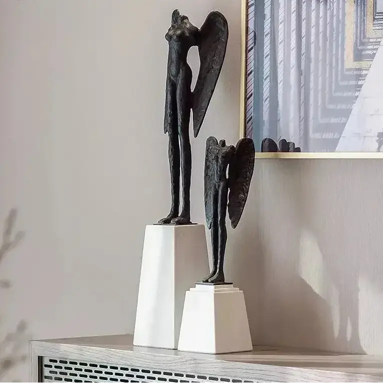 Headless Angel Abstract Figures Sculpture Ornaments Desk Decoration Cast Iron Angel Character Statue Crafts Modern Home Decor - House Of Avana
