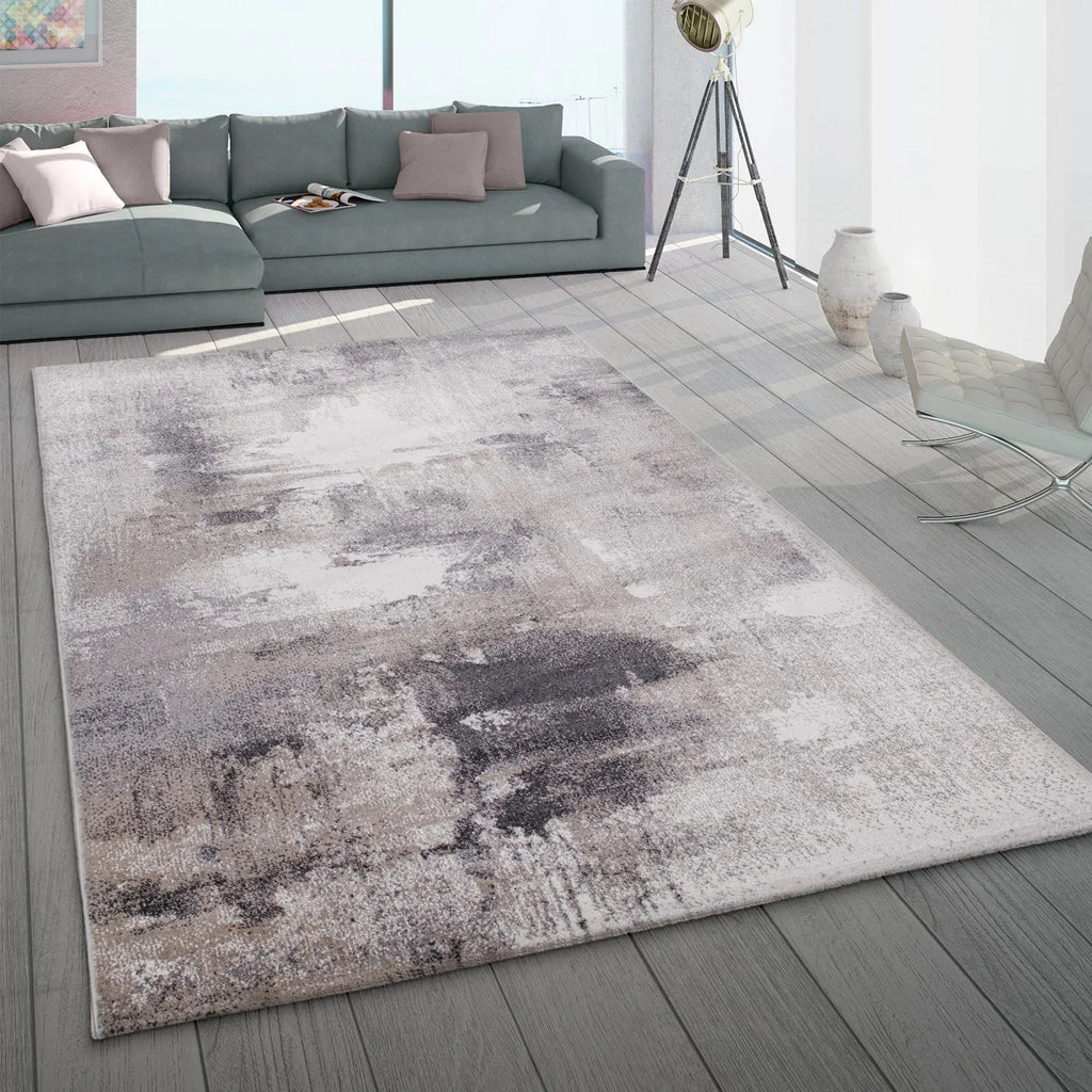 Abstract Area Rug Mero Artful Colors in Beige Grey, front view - House Of Avana