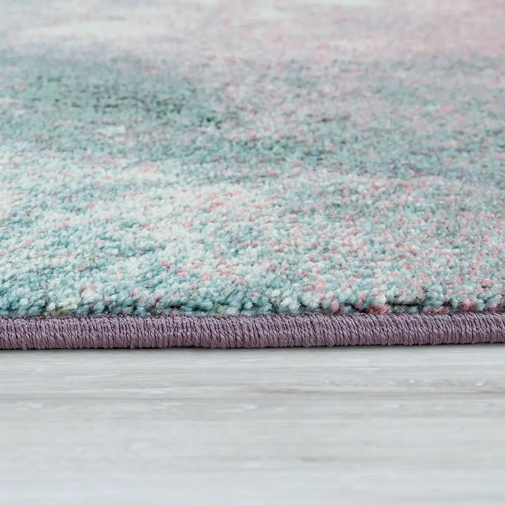 Abstract Area Rug Mero with Artful Pastel Colors, back view - House Of Avana