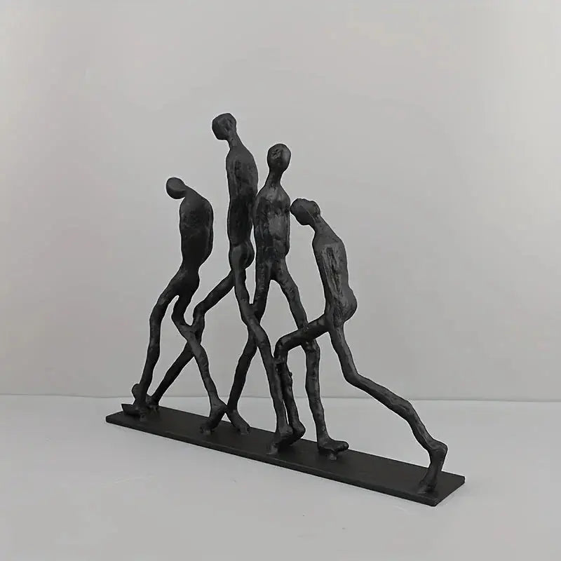 Modern Metal Sculpture - Minimalist Ascending Figures, side view - House Of Avana