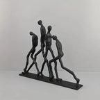 Modern Metal Sculpture - Minimalist Ascending Figures, side view - House Of Avana