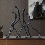 Modern Metal Sculpture - Minimalist Ascending Figures, front view - House Of Avana