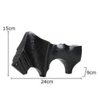 Black Cast Iron Bull Statue Animal Sculpture, close-up view - House Of Avana
